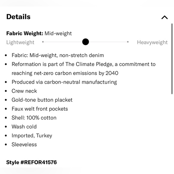 NWT Reformation Ophelia Denim Top in Keila Size 6 Vest - Picture 11 of 13